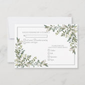 Cartons Réponse Eucalyptus Botanique Sage Green Script Mariage RSV (Dos)