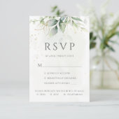 Cartons Réponse Eucalyptus Feuille Gold Options Mariage (Debout devant)