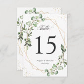 Cartons Réponse Eucalyptus Feuille Mariage géométrique Numéros de  (Devant / Derrière)