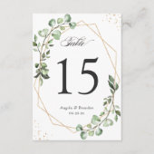 Cartons Réponse Eucalyptus Feuille Mariage géométrique Numéros de  (Devant)