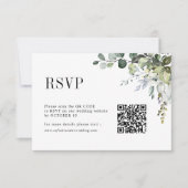 Cartons Réponse Eucalyptus Feuille Verdure Rustique Mariage QR Cod (Devant)