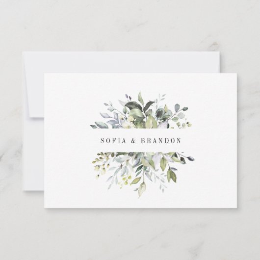 Cartons Réponse Eucalyptus Feuille Verdure Rustique Mariage QR Cod (Dos)