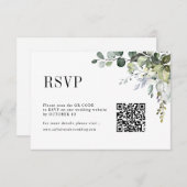 Cartons Réponse Eucalyptus Feuille Verdure Rustique Mariage QR Cod (Devant / Derrière)