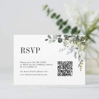 Cartons Réponse Eucalyptus Feuille Verdure Rustique Mariage QR Cod