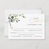 Cartons Réponse Eucalyptus Green Gold Options de repas Demande de  (Devant)