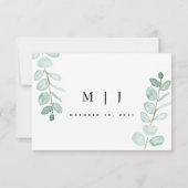 Cartons Réponse Eucalyptus Green Minimalist Détails Mariage (Dos)