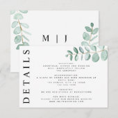 Cartons Réponse Eucalyptus Green Minimalist Détails Mariage (Devant / Derrière)
