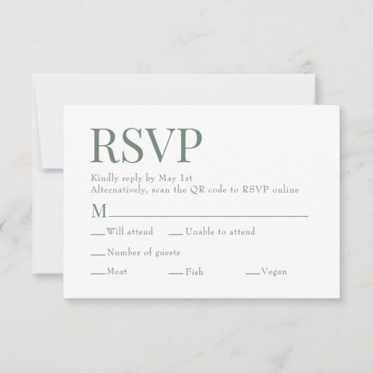 Cartons Réponse Eucalyptus Green Scan Qr Code Mariage de choix de (Devant)