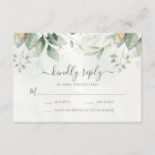 Cartons Réponse Eucalyptus Leaves Gold Meal Options Wedding (Devant)