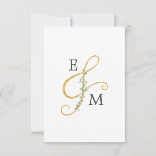 Cartons Réponse Eucalyptus minimal Botanique Mariage moderne (Dos)