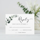 Cartons Réponse Eucalyptus Moderne Calligraphie Simple Mariage (Debout devant)