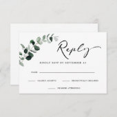 Cartons Réponse Eucalyptus Moderne Calligraphie Simple Mariage (Devant / Derrière)