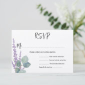 Cartons Réponse Eucalyptus n Lavender Initiales Mariages botanique (Debout devant)