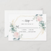 Cartons Réponse Eucalyptus rose Floral Mariage géométrique Rustiqu (Devant / Derrière)
