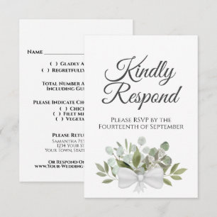 Cartons Réponse Eucalyptus rustique & Mariage vert Sage