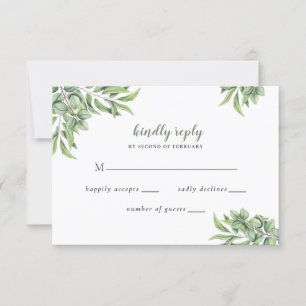 Cartons Réponse Eucalyptus rustique Verdure Mariage succulent