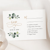 Cartons Réponse Eucalyptus Rustique Verdure Options de repas d'or