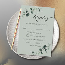Eucalyptus Sage Moderne Calligraphie Repas Mariage