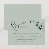 Cartons Réponse Eucalyptus Sage Moderne Calligraphie Repas Mariage (Devant / Derrière)