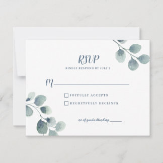 Cartons Réponse Eucalyptus Verdure Aquarelle Feuillage Bleu Dusty