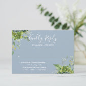 Cartons Réponse Eucalyptus Verdure Botanique Dusty Mariage bleu (Debout devant)