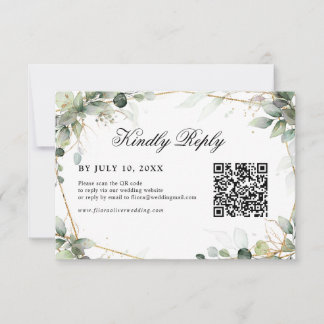 Cartons Réponse Eucalyptus Verdure Botanique Mariage géométrique R