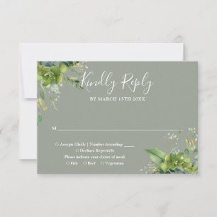 Cartons Réponse Eucalyptus Verdure Botanique Sage Vert Mariage
