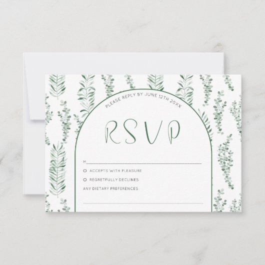 Cartons Réponse Eucalyptus Verdure Mariage élégant (Devant)