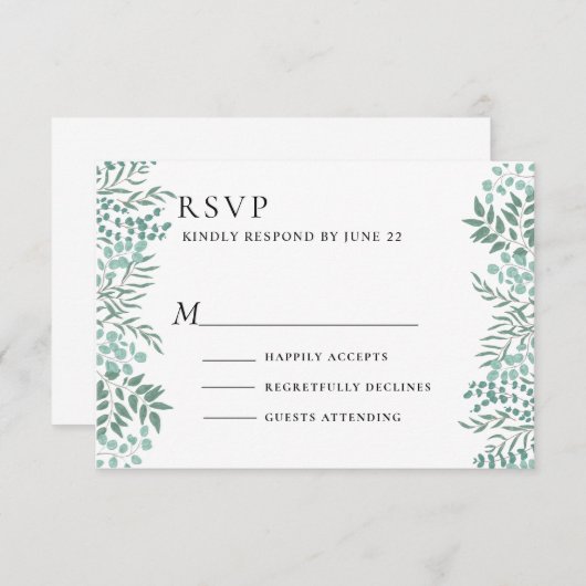 Cartons Réponse Eucalyptus Verdure rustique (Devant / Derrière)