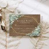Cartons Réponse Eucalyptus Vert Bois rustique Mariage géométrique