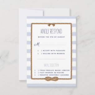 Cartons Réponse Événement de mariage aquarelle bleu et blanc nauti