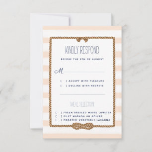 Cartons Réponse Événement de mariage nautique corail et aquarelle