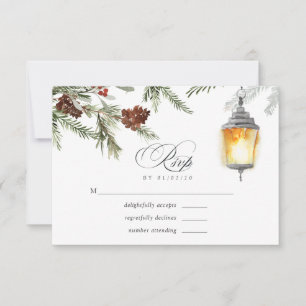 Cartons Réponse Evergreen - Mariage de Noël en forêt hivernale