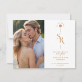 Cartons Réponse Exquisite Chic Minimalist Gold Wedding Initials (Devant)
