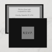 Cartons Réponse Faire part de mariage simple élégant noir et gris  (Devant / Derrière)