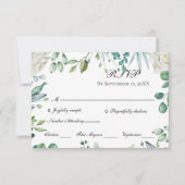 Cartons Réponse Faireuses de Mariage Botanique de Roses Blanches E (Devant)