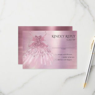 Cartons Réponse Fairy Wing Mauve Gown Luxueux Tône Rose Dusty
