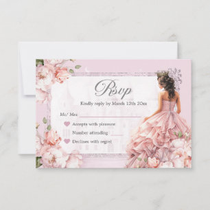 Cartons Réponse Fairytale Château Royal Blush Pink Quinceanera RSV