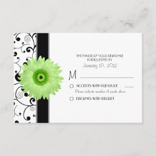 Cartons Réponse Faisée Gerbera verte avec design de défilement noi