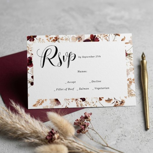 Cartons Réponse Fall Wildflowers Floral Wedding