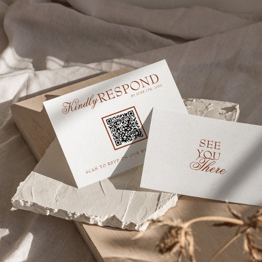 Cartons Réponse Fancy Burnt Orange Terracotta QR Code Wedding