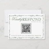 Cartons Réponse Fancy Emerald Green Branches Boho QR Code Wedding (Devant)