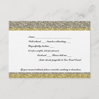 Cartons Réponse Fancy Silver Gold Parties scintillant Look événeme