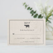 Cartons Réponse Farmhouse Chic | Bois blanc avec mariage de vache (Debout devant)