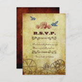 Cartons Réponse Faux Antique Gold Victorian Steampunk Mariage (Devant / Derrière)