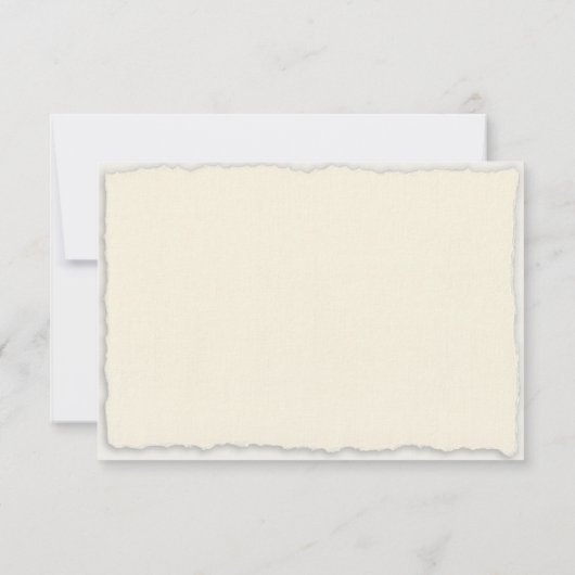 Cartons Réponse Faux Deckle Edge Ivory White Mariage horizontal (Dos)