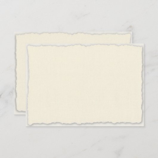 Cartons Réponse Faux Deckle Edge Ivory White Mariage horizontal (Devant / Derrière)