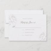 Cartons Réponse Faux Embossed Roses Pearl Classic Wedding (Devant)