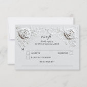 Cartons Réponse Faux Embossés Roses Élégant Mariage Script (Devant)