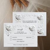 Cartons Réponse Faux Embossés Roses Élégant Script QR Code Mariage